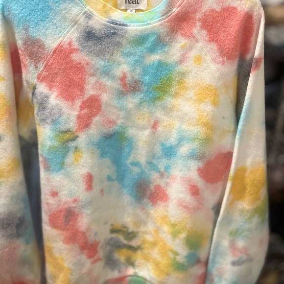 🚨Feat Small Crewneck Blanket Top Loungewear -blue yellow pink Crew ( Sweatshirt) - Picture 2 of 2